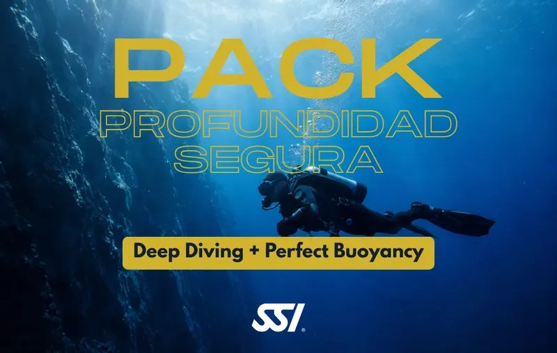 Plongeur en pleine immersion avec texte promotionnel et logo SSI