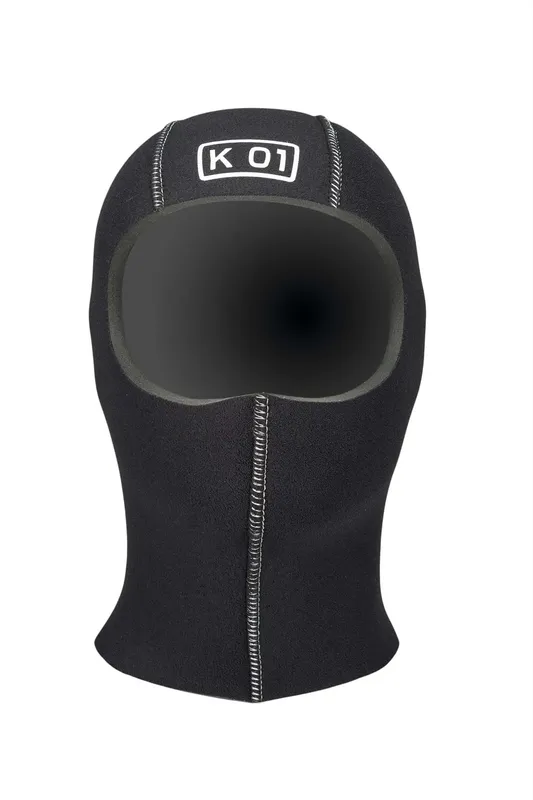 Capuchon de plongée noir en néoprène avec logo K 01 blanc