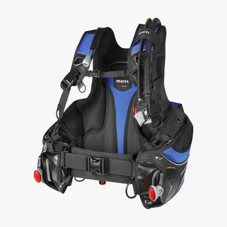Gilet stabilisateur de plongée Mares bleu et gris, équipement complet