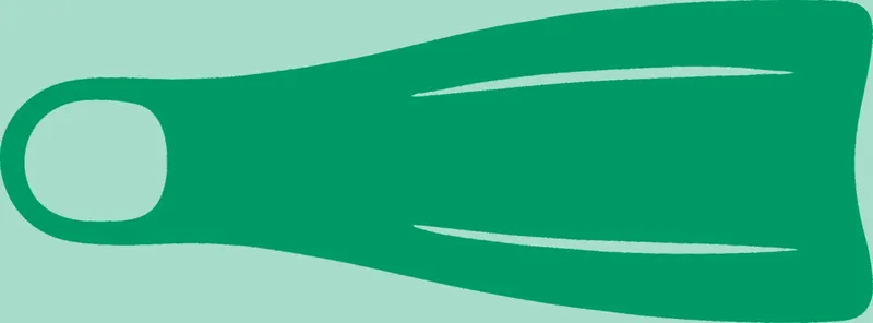 Palme de plongée verte sur fond turquoise, illustration vectorielle simple