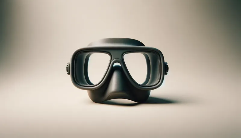 Masque de plongée noir sur fond clair, équipement de sport nautique