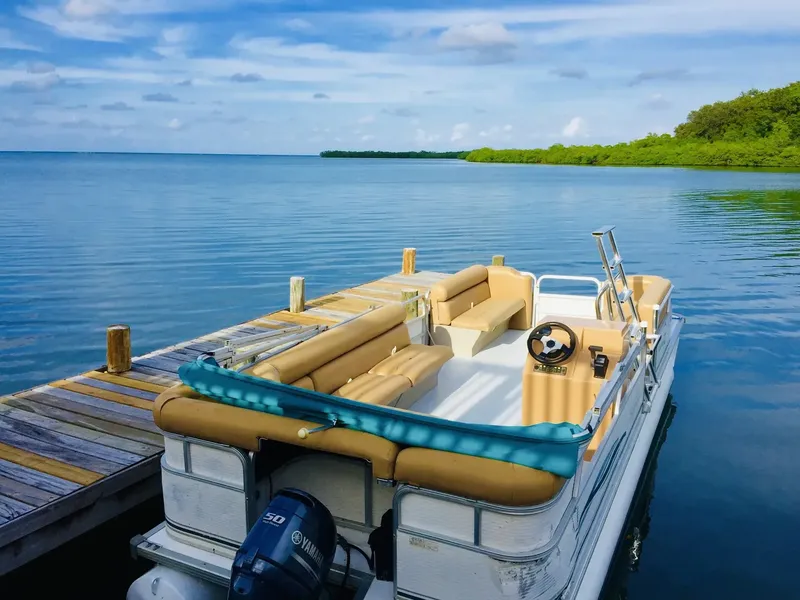 Bateau de plaisance amarré à un ponton sur une eau calme