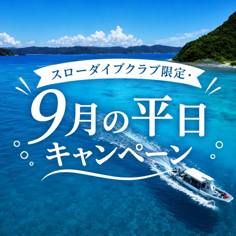 Promotion touristique : bateau rapide sur mer turquoise, texte en japonais