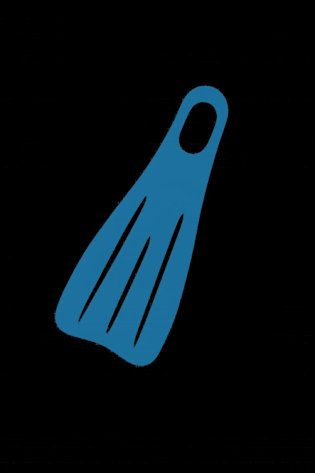 Illustration simple d'une palme de plongée bleue sur fond noir