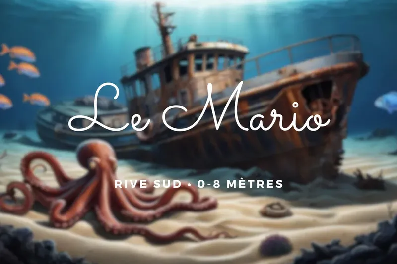 Épave de bateau avec poulpe et poissons tropicaux en milieu marin