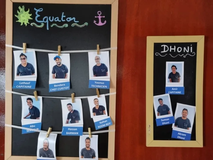 Portraits de l'équipe du centre de plongée avec leurs fonctions
