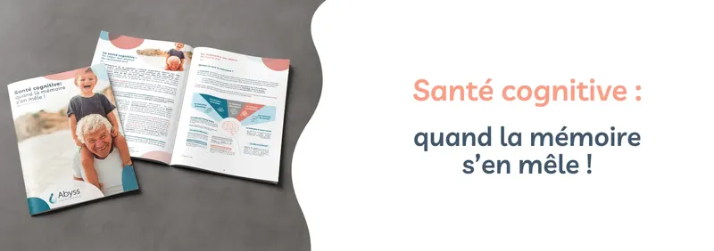 Une brochure ouverte et du texte sur fond blanc, thème santé