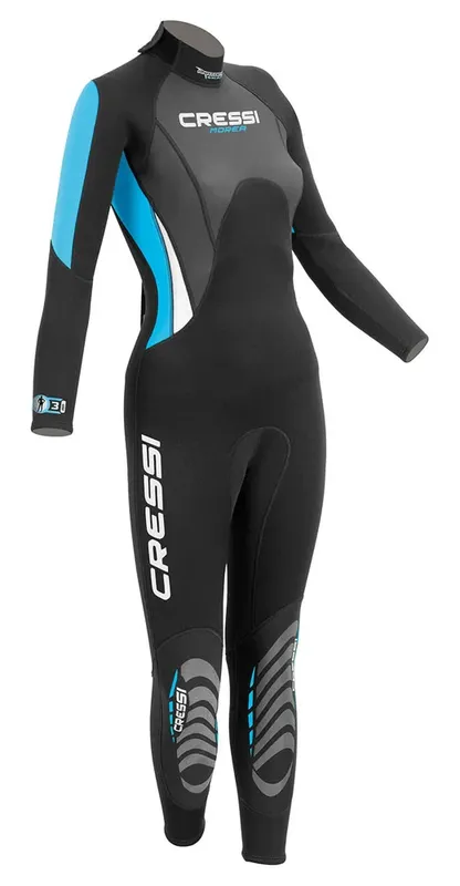 Combinaison de plongée Cressi Morea noire et bleue, vue de face