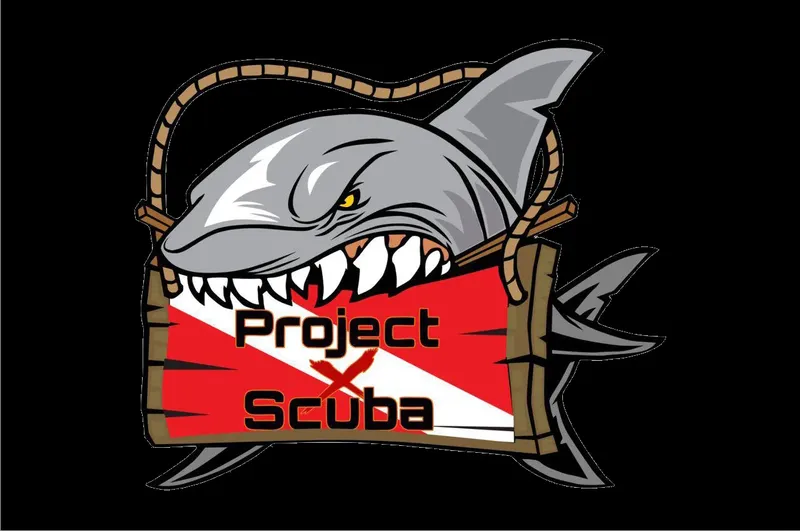 Illustration d'un requin avec un drapeau de plongée rouge et blanc