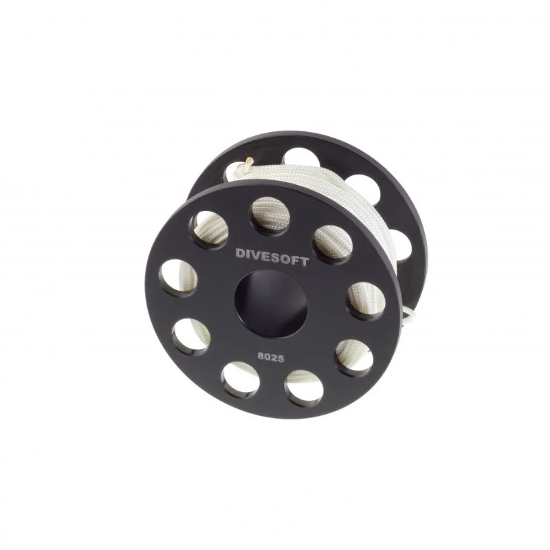 Bobine de fil noir pour plongée avec inscription blanche
