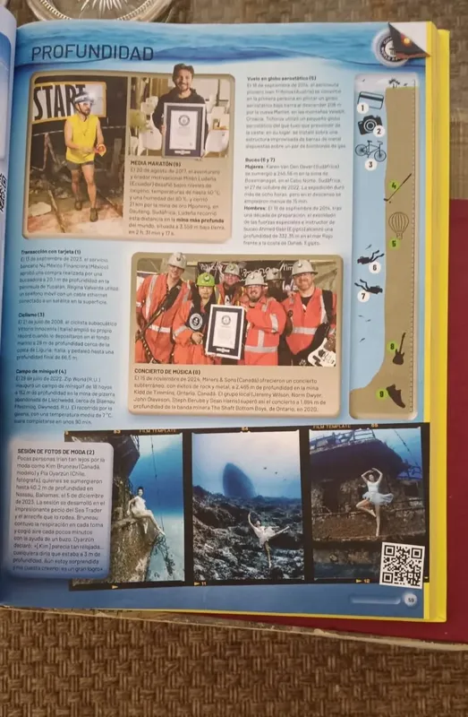 Page d'un magazine avec plusieurs photos de personnes et illustrations