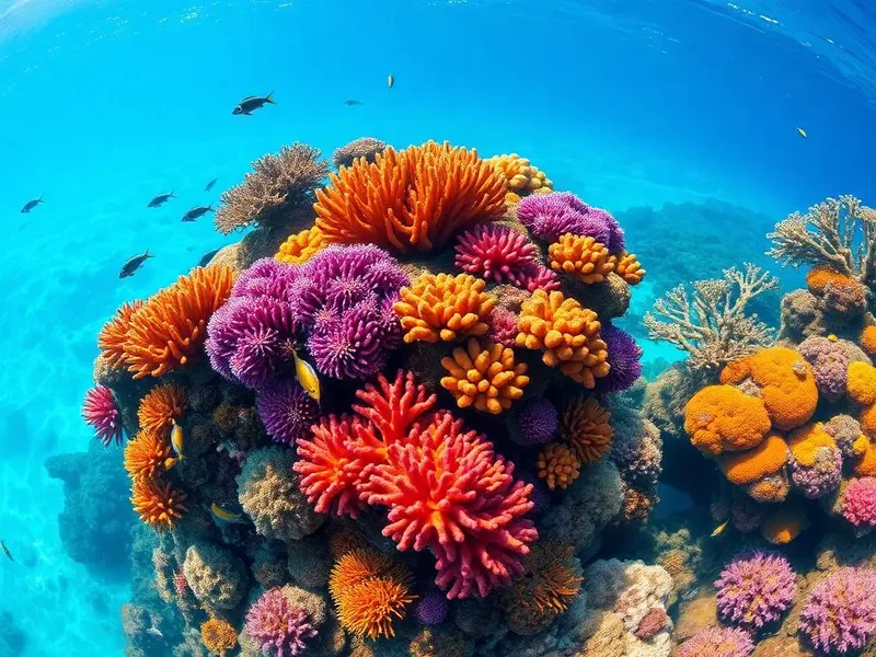 Coraux colorés et poissons tropicaux dans un récif sous-marin