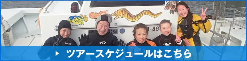 Groupe de plongeurs souriants posent devant un bateau de plongée décoré