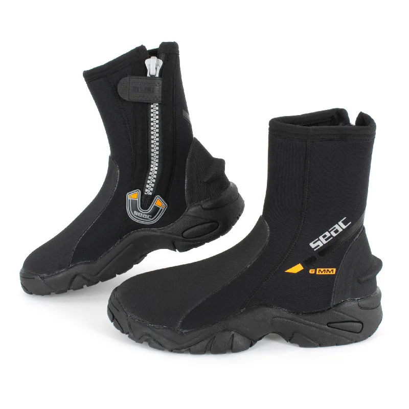 Chaussons de plongée noirs Seac, fermeture éclair, semelle antidérapante