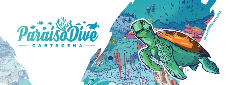Illustration d'une tortue de mer nageant dans un récif coloré