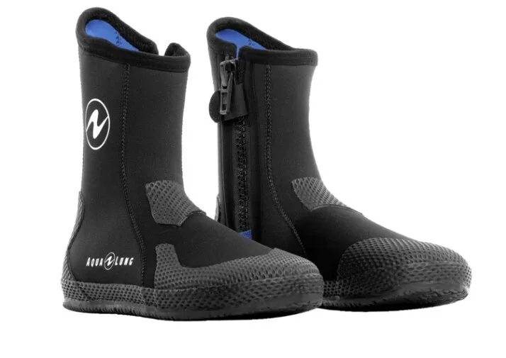 Chaussons de plongée noirs avec détails bleus et logo Aqualung