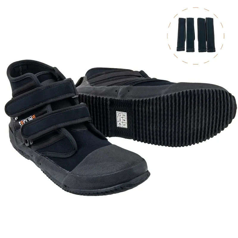 Chaussons de plongée noirs avec fermeture velcro et semelle texturée