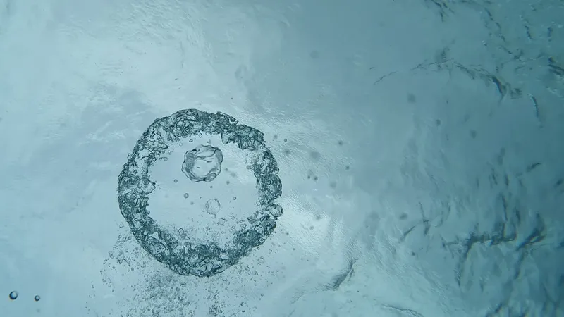 Bulles d'air formant un cercle sous la surface de l'eau