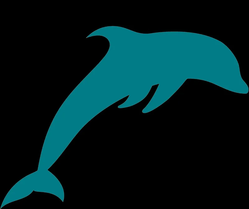 Illustration d'un dauphin turquoise sautant sur fond noir simple