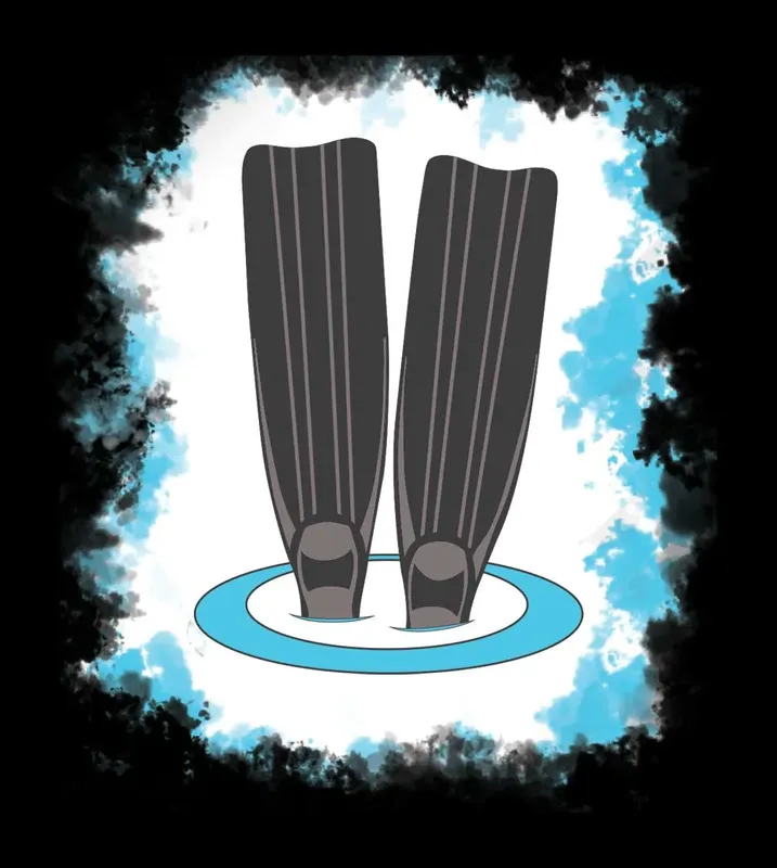 Illustration de palmes de plongée sur fond aquatique abstrait