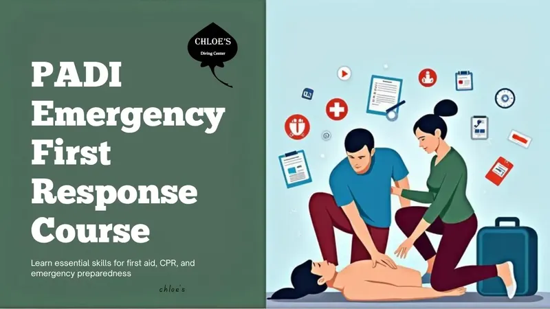 Illustration d'une formation de premiers secours PADI avec deux personnes
