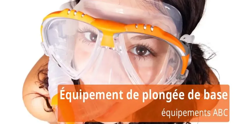 Visage d'une personne portant un masque de plongée orange et blanc