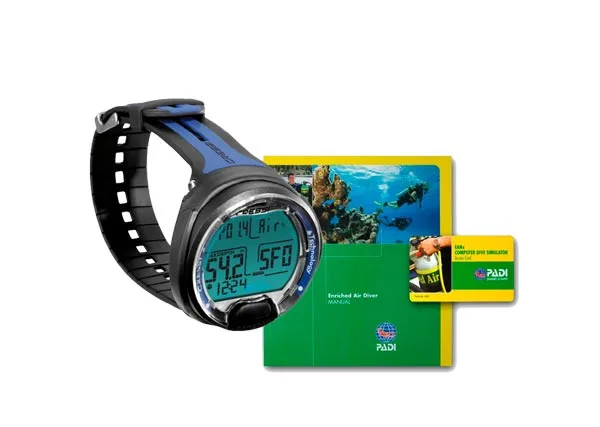 Ordinateur de plongée numérique avec manuel et carte de certification PADI