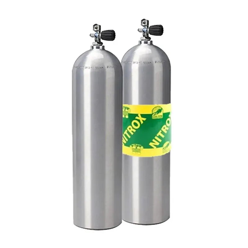 Deux bouteilles de plongée en acier inoxydable avec marquage Nitrox