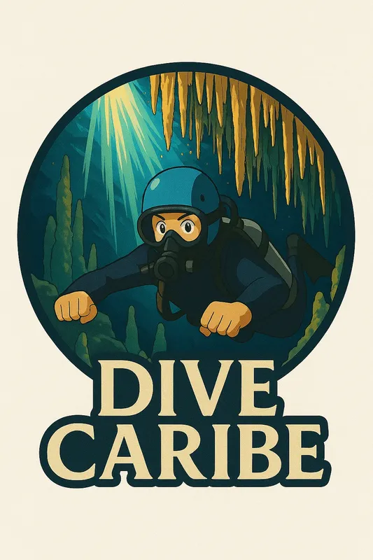 Illustration d'un plongeur explorant une grotte sous-marine éclairée