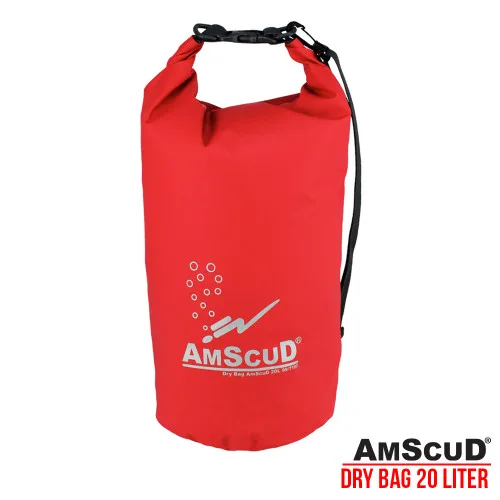 Sac étanche rouge AMSCUD 20 litres avec logo et inscription
