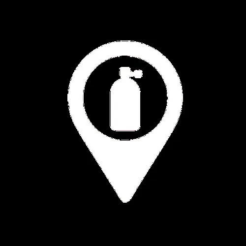 Icône de localisation avec une bouteille de plongée à l'intérieur