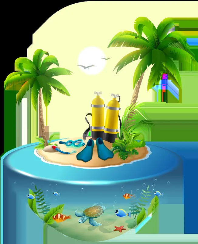 Illustration d'une tortue de mer et de poissons tropicaux sous l'eau