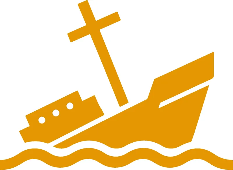 Illustration vectorielle d'un bateau coulé, style icône, fond blanc