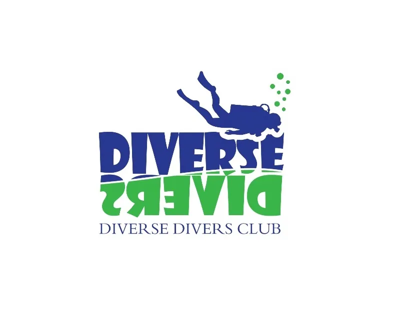 Plongeur en silhouette au-dessus du nom du club de plongée