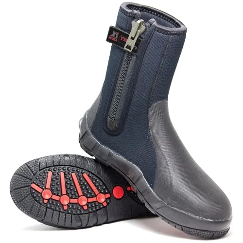 Chaussettes de plongée noires et bleues avec fermeture éclair et semelle antidérapante