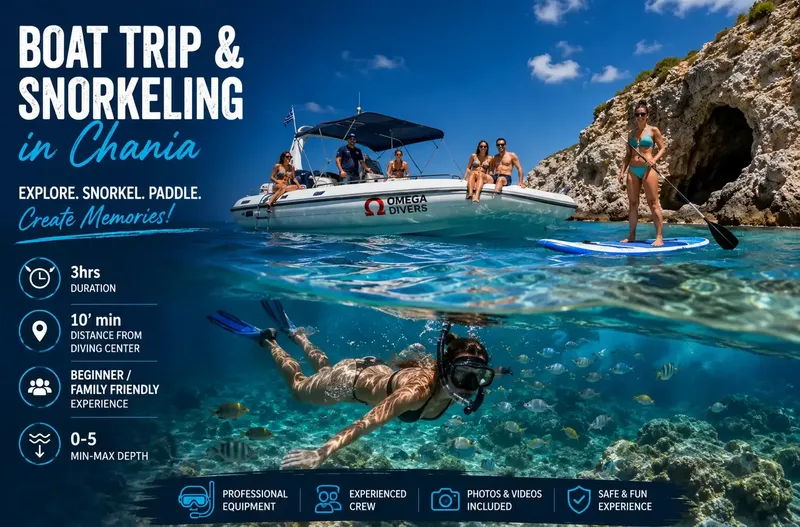 Excursion en bateau et snorkeling à Chania avec des nageurs et un bateau