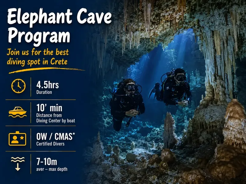 Deux plongeurs explorent une grotte sous-marine illuminée par des rayons de lumière