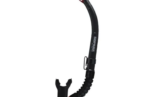 Snorkel noir et rouge avec embout buccal et attache rapide