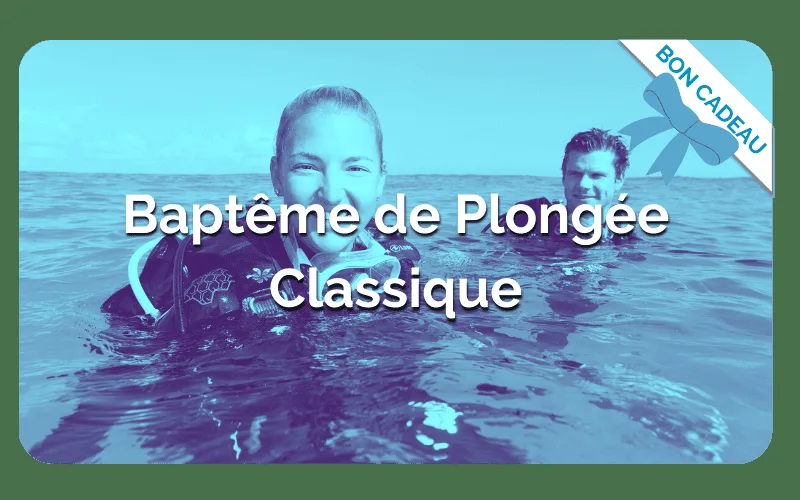 Deux personnes souriantes en combinaison de plongée, promotion baptême