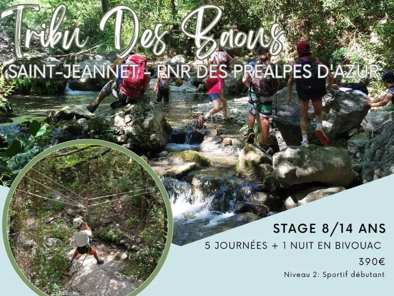Groupe d'enfants et d'adolescents en randonnée dans un paysage montagneux