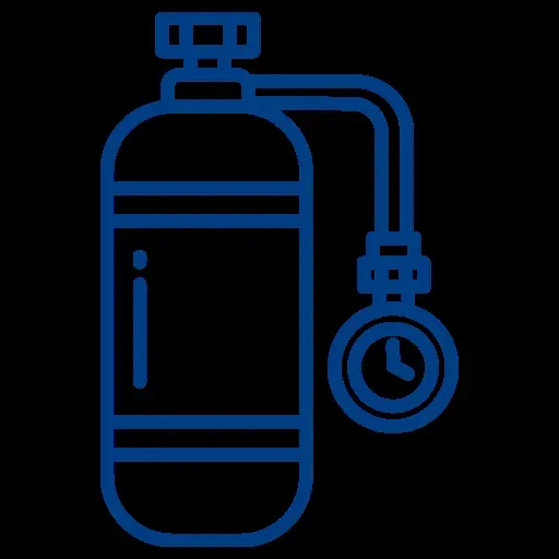 Bouteille de plongée bleue avec manomètre, illustration vectorielle simple