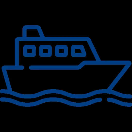 Illustration vectorielle d'un bateau bleu sur une surface d'eau ondulée