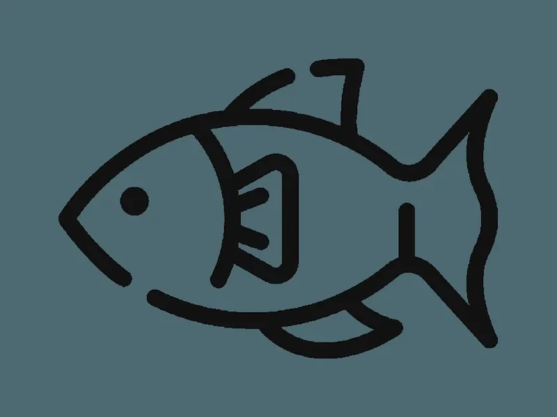 Illustration simple d'un poisson noir sur fond bleu turquoise
