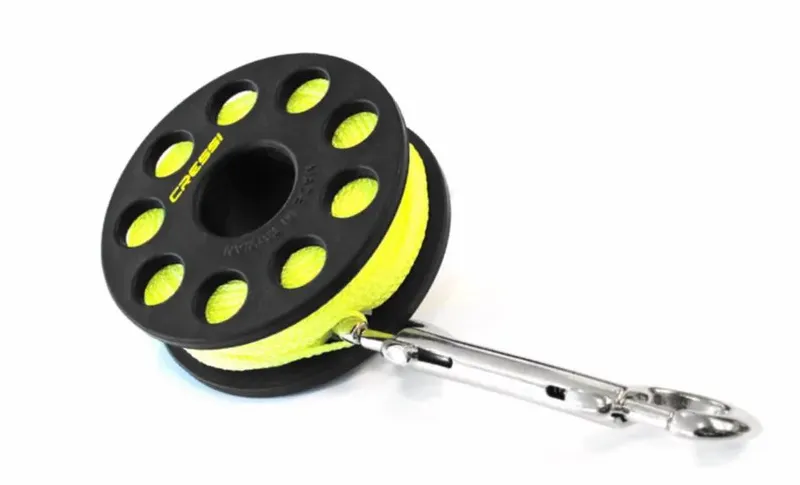 Bobine de plongée Cressi jaune et noire avec mousqueton métallique