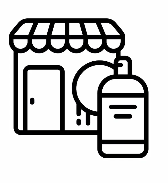 Illustration d'un magasin avec une bouteille de plongée devant
