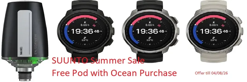 Montres de plongée Suunto et pod, promotion vente été, offre limitée