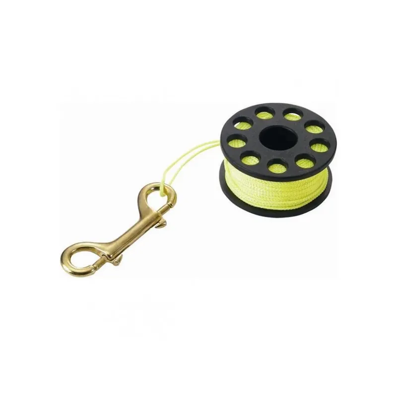 Bobine de fil jaune avec mousqueton en acier inoxydable