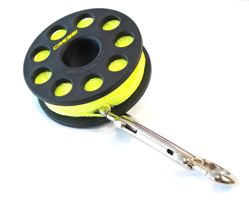 Bobine de ligne jaune et noire Cressi avec mousqueton métallique