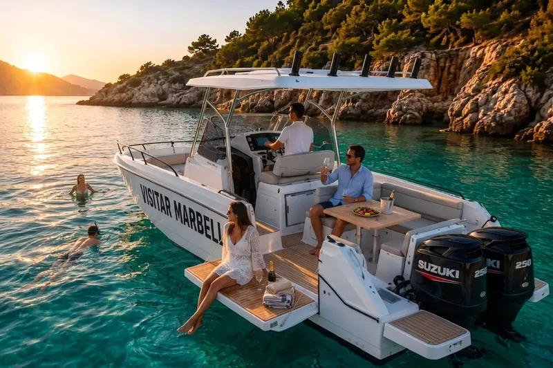 Personnes sur un bateau de plaisance en mer, profitant du soleil