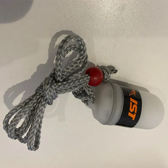 Marqueur de surface de plongée blanc et gris avec corde attachée